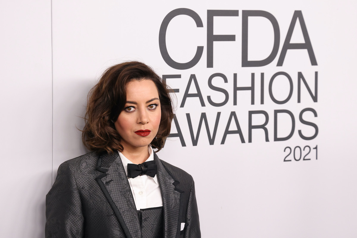 Aubrey Plaza wears black and a red lip to the CFDA Fashion Awards