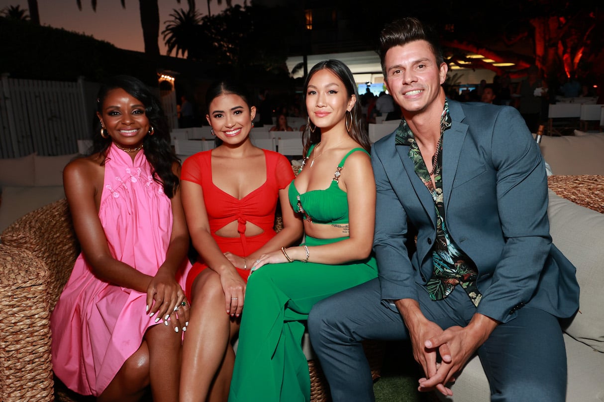 Natasha Parker, Jessenia Cruz, Tammy Ly, and Kenny Braasch sitting together at a premiere. The cast members could join 'Bachelor in Paradise' Season 8