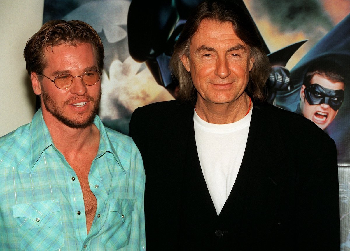 Batman Forever star Val Kilmer and director Joel Schumacher pose for photos before the premiere