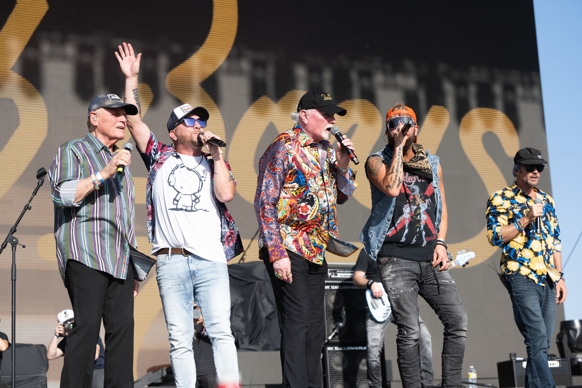 Beach Boys singers Mike Love and Bruce Johnston joing LoCash on stage at the Stagecoach Festival in Indio, CA.