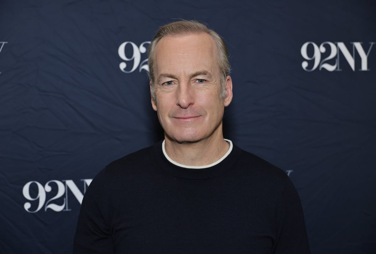 Bob Odenkirk, who had a heart attack filming 'Better Call Saul', attends an event wearing a black sweater.