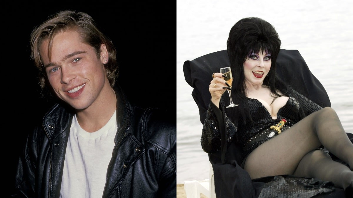 Brad Pitt (L) wanted a part in a movie starring Elvira (R)
