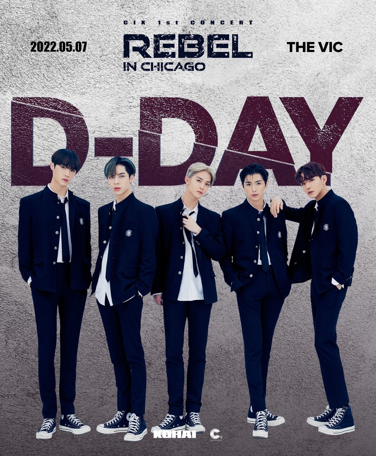 Five members of the K-pop group CIX, who just had a tour, pose for the official tour poster. 