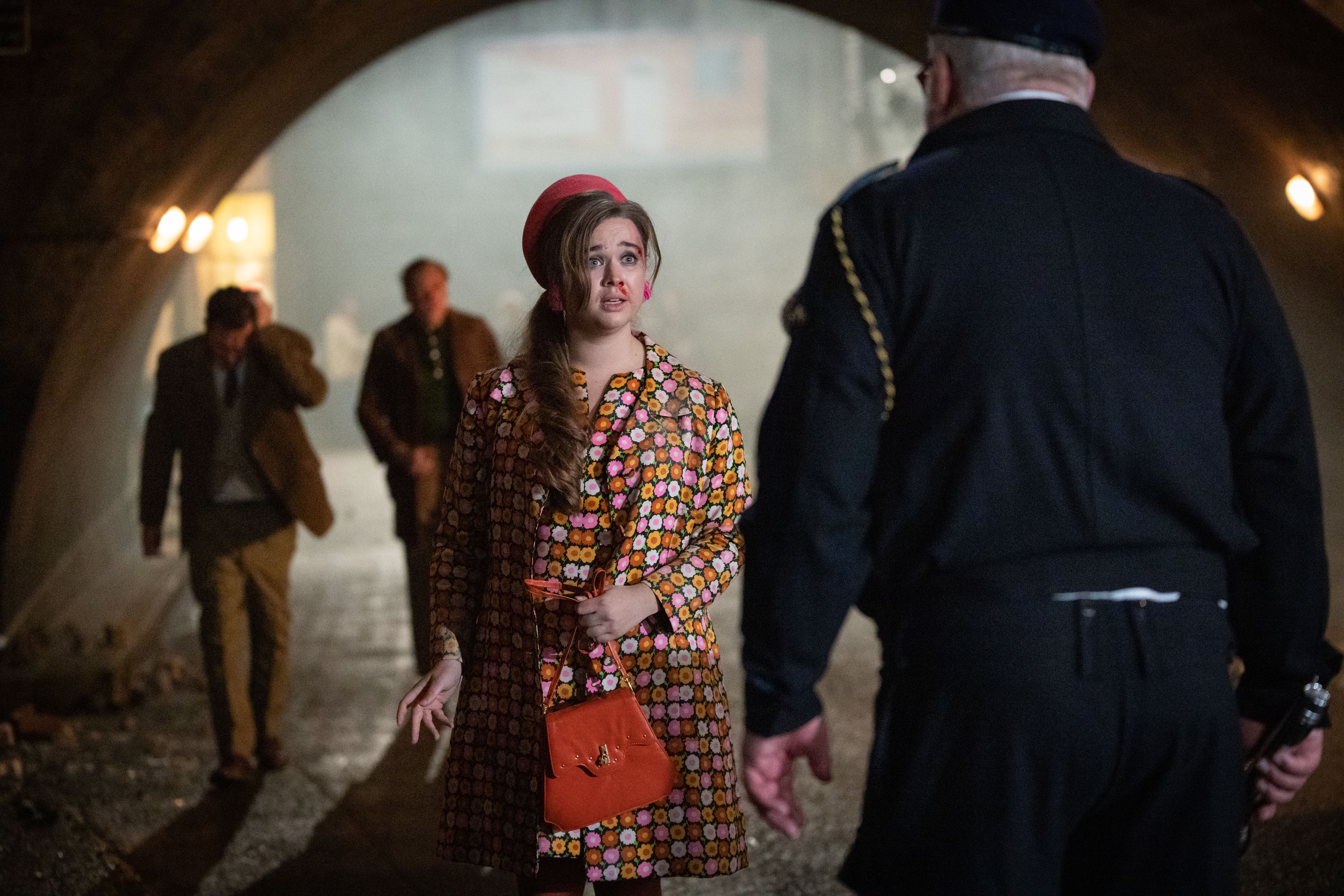 Nancy (Megan Cusack) facing Fred Buckle in the 'Call the Midwife' Season 11 finale