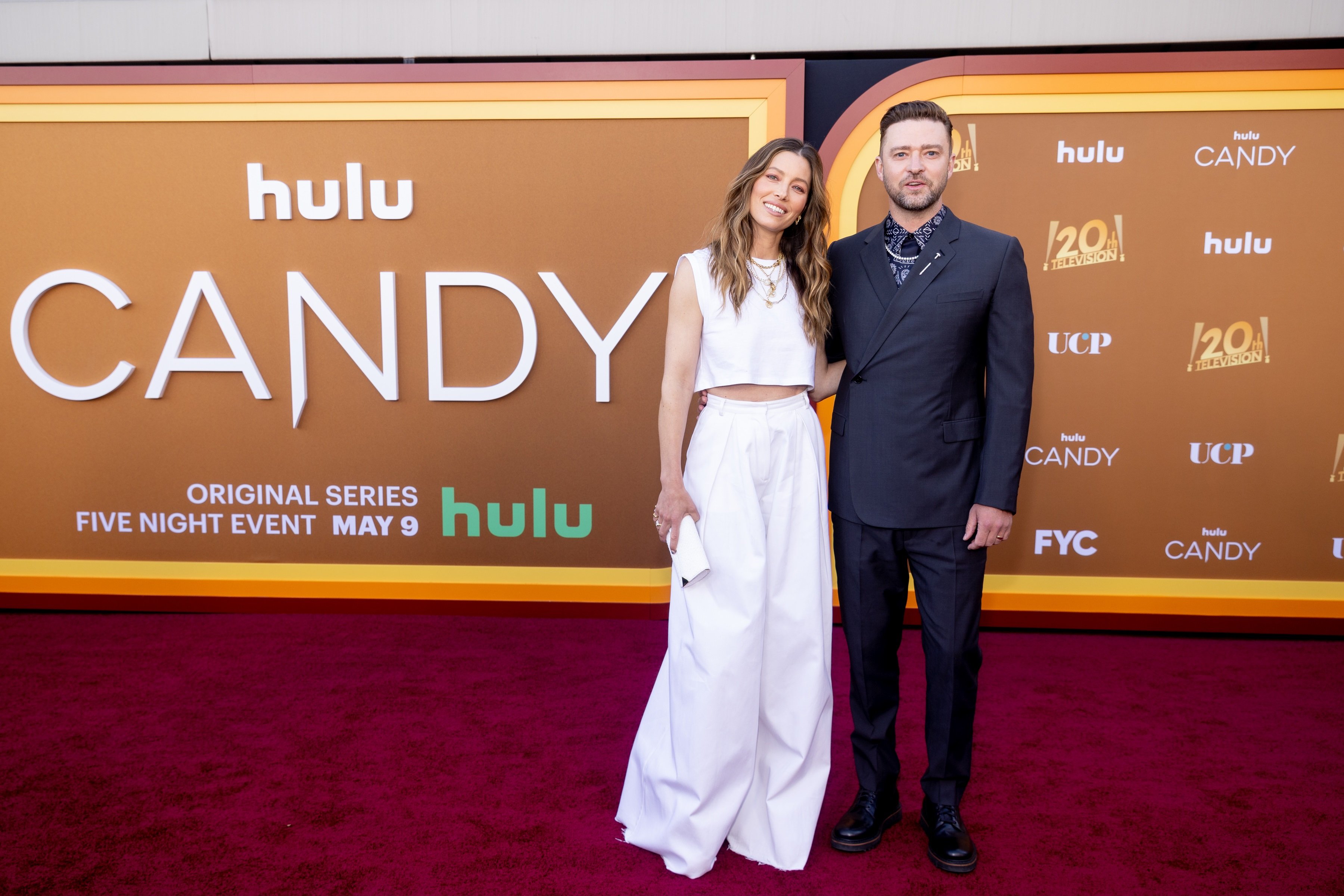 Jessica Biel and Justin Timberlake pose for photographers at the 'Candy' premiere