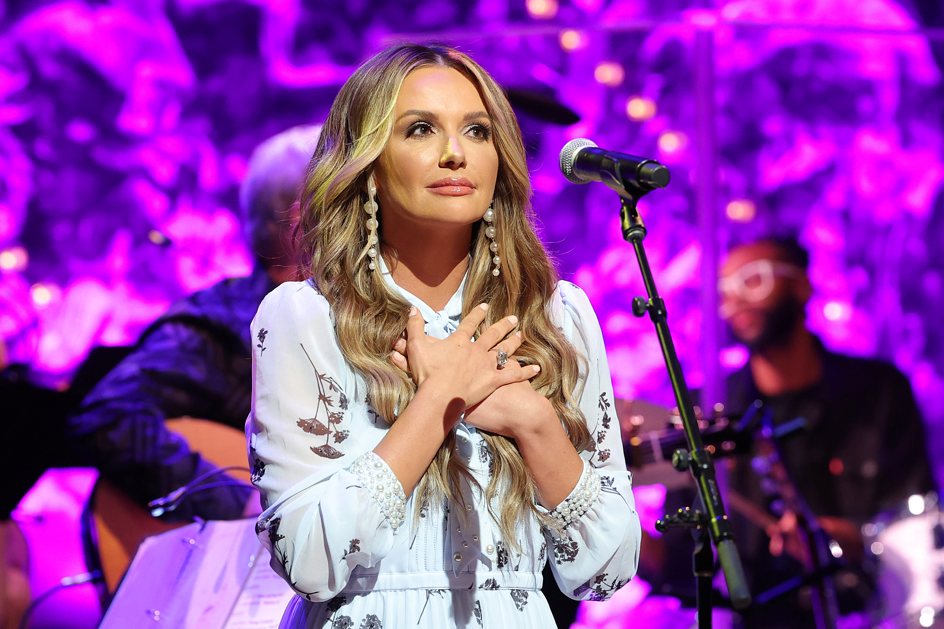 Carly Pearce, who performed in front of Wynonna Judd after Naomi Judd's death, for the class of 2021 medallion ceremony at Country Music Hall of Fame