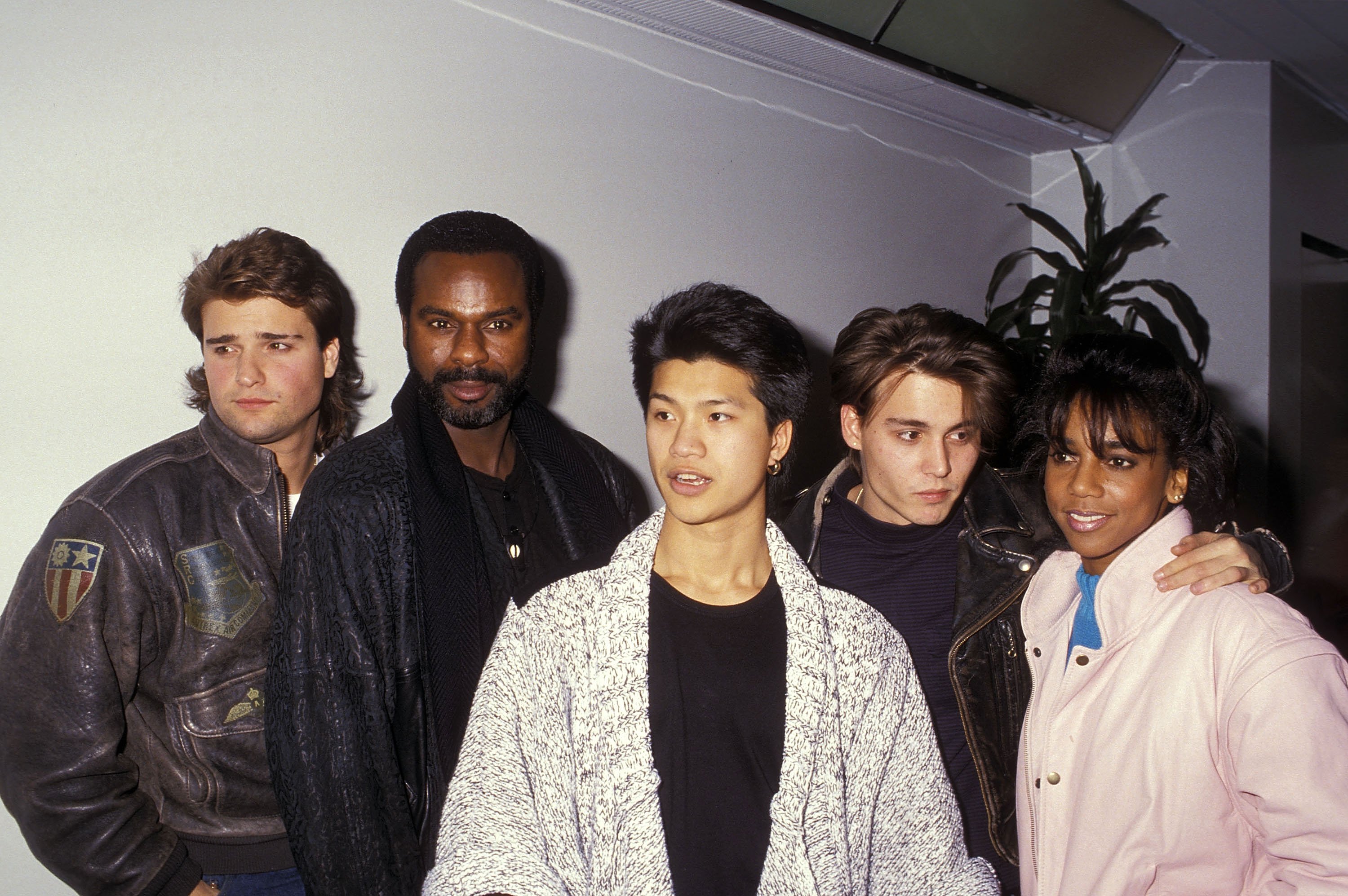 Cast of '21 Jump Street': (l-r) Peter DeLuise, Steven Williams, Dustin Nguyen, Johnny Depp and Holly Robinson