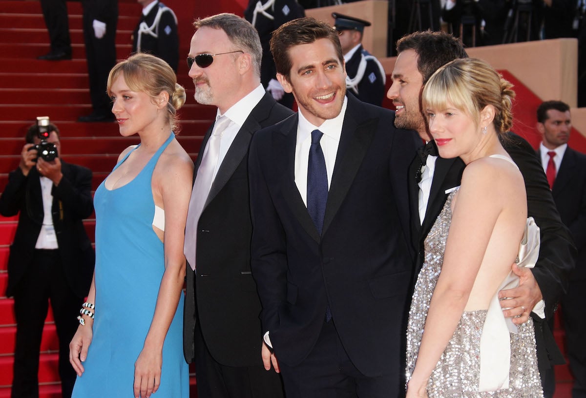 Chloe Sevigny, director David Fincher, actors Jake Gyllenhaal and Mark Ruffalo and his wife Sunrise Ruffalo attend the premiere of Zodiac at the 60th International Cannes Film Festival