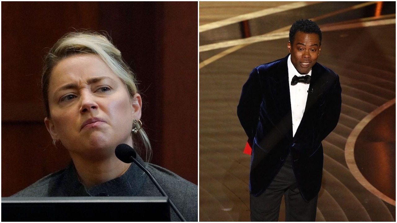 Amber Heard testifies in her defamation trial vs. Johnny Depp; Chris Rock presents at the 2022 Academy Awards.