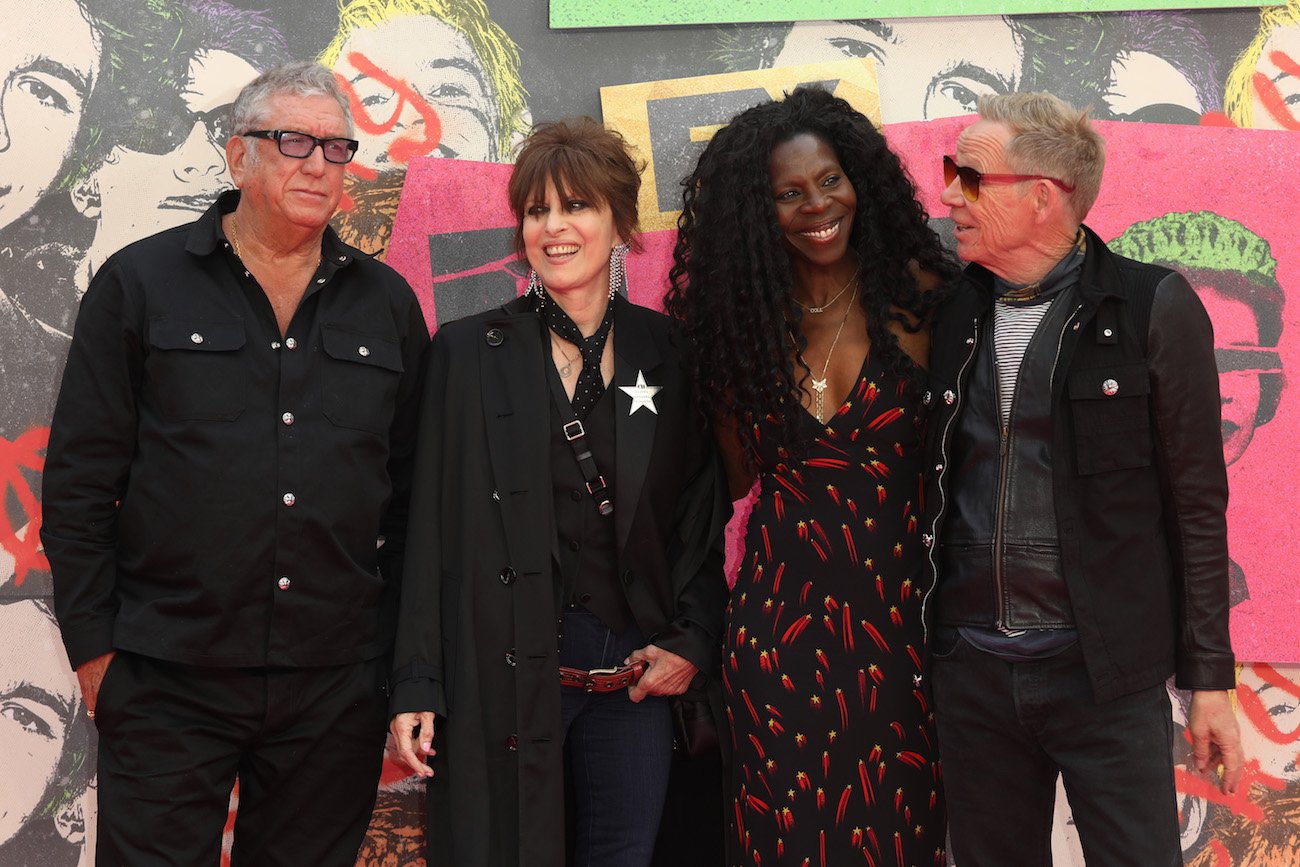 Chrissie Hynde with members of the Sex Pistols, Steve Jones and Paul Cook, as well as Cook's wife Jeni, at the premiere of 'Pistol' in 2022.