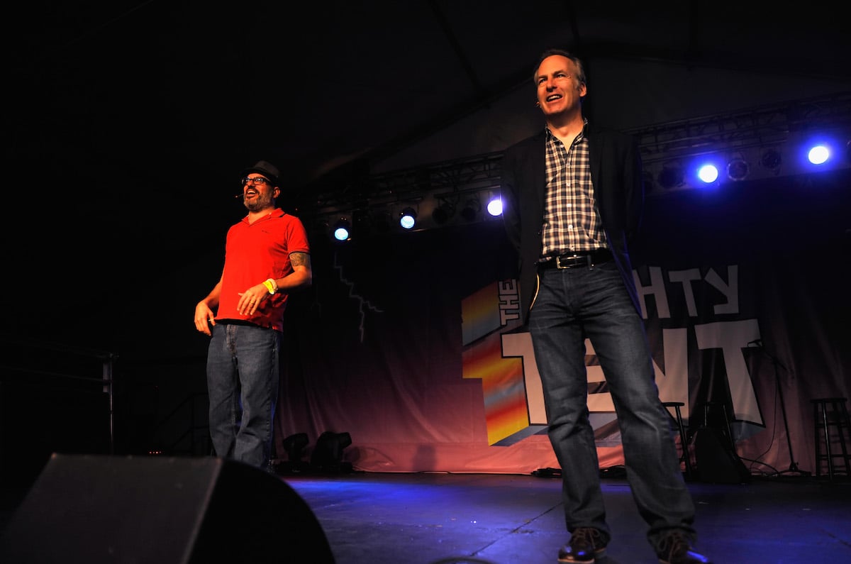 Comedians David Cross and Bob Odenkirk of The Mr. Show perform together in 2013