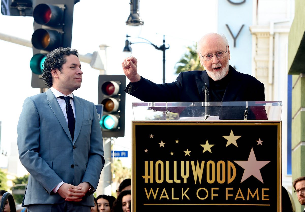 John Williams speaks during the Hollywood Walk of Fame ceremony for conductor Gustavo Dudamel