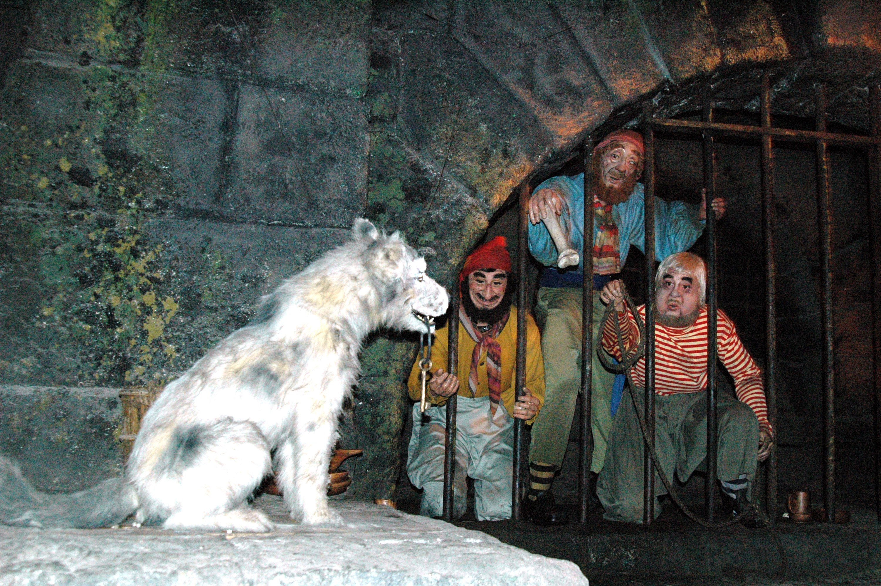 The dog holds the key in the Pirates of the Caribbean ride at Disneyland, which also is featured in the movies