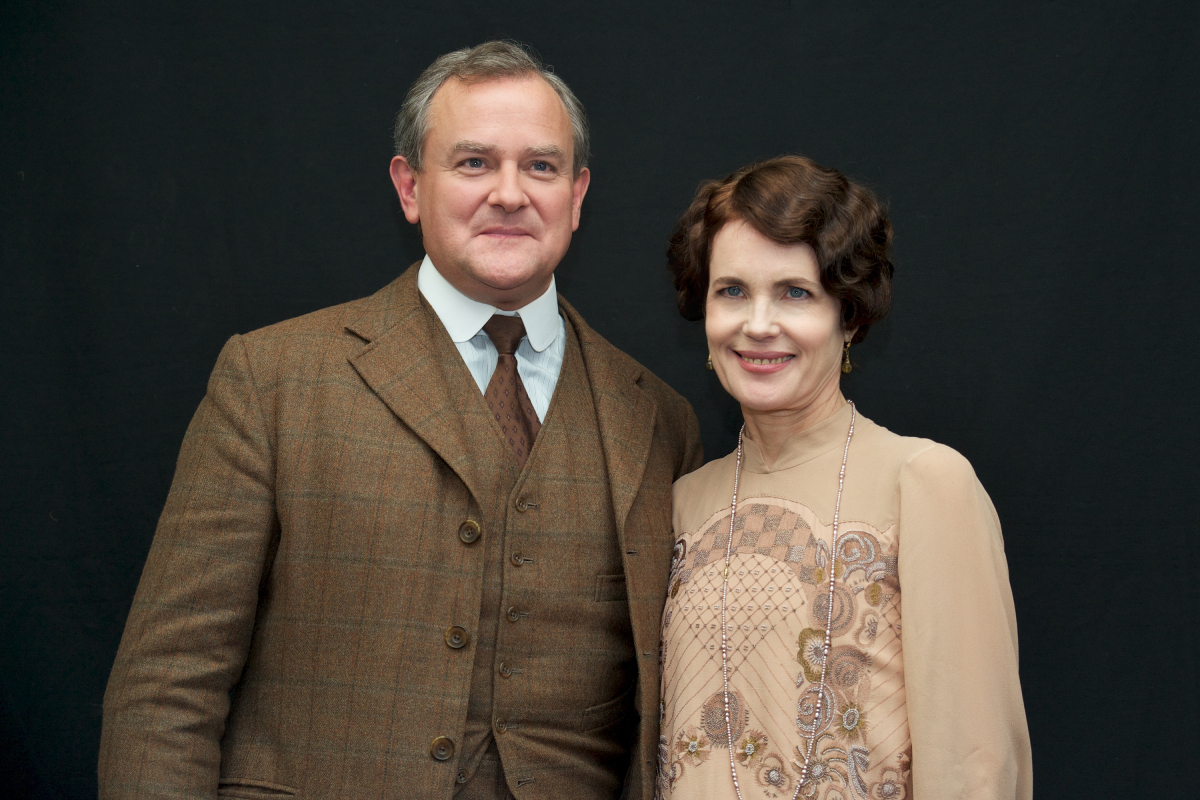 ‘Downton Abbey: A New Era’ stars Hugh Bonneville and Elizabeth McGovern on the "Downton Abbey" television set at Highclere Castle on February 16, 2015 in Newbury, England