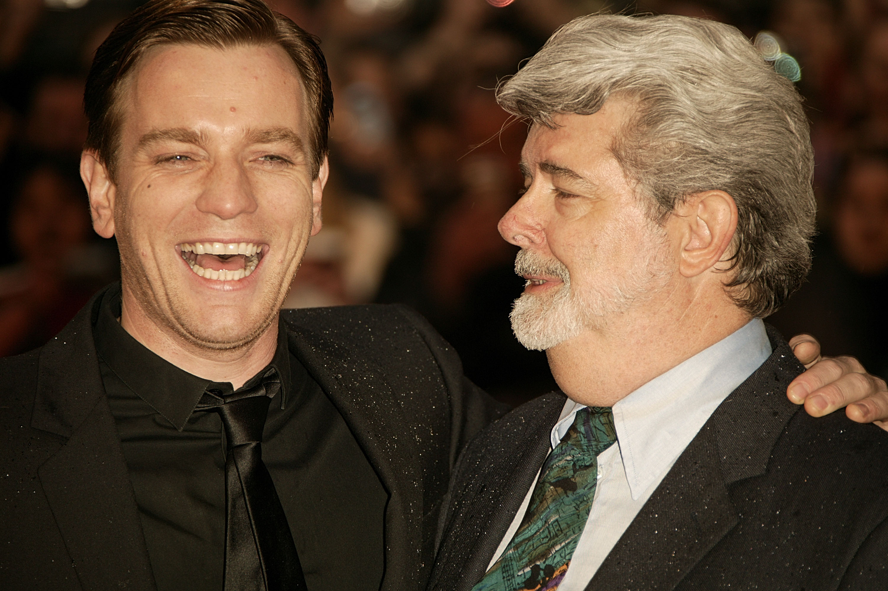 Ewan McGregor, who plays Obi-Wan Kenobi, and George Lucas attend the movie premiere of Star Wars: Episode III: Revenge of the Sith