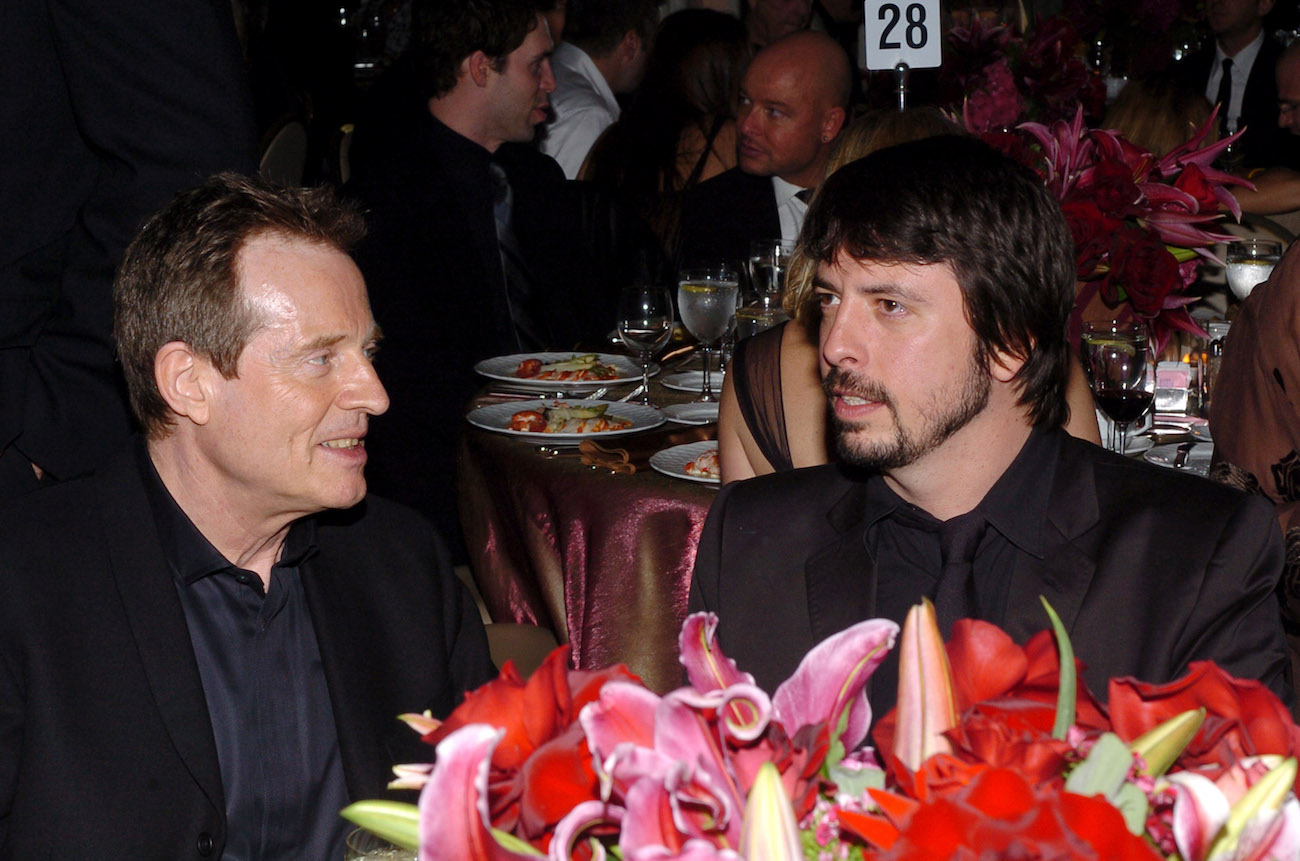 Foo Fighters' Dave Grohl with Led Zeppelin's John Paul Jones at Clive Davis' Pre-Grammy Awards Party in 2005.