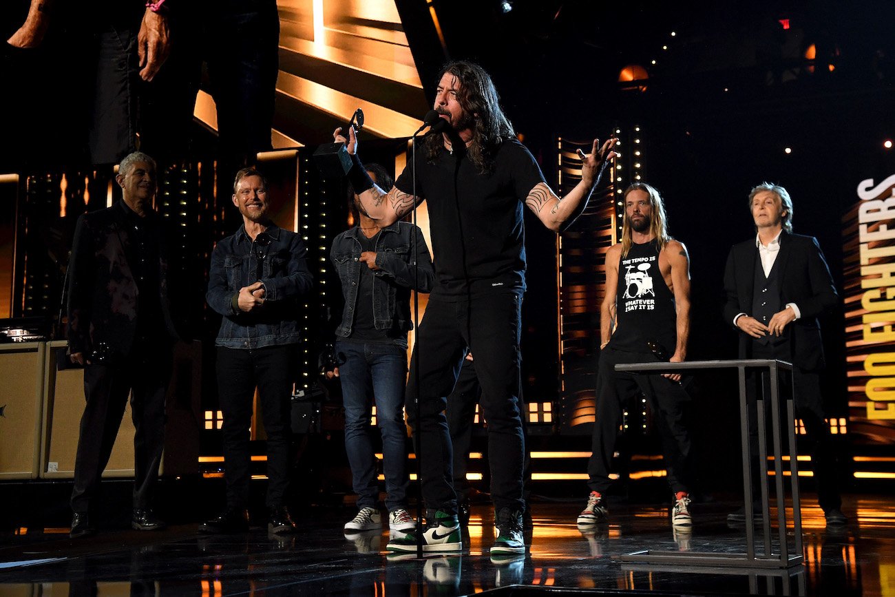 Foo Fighters and Paul McCartney during the 2021 Rock & Roll Hall of Fame inductions. 