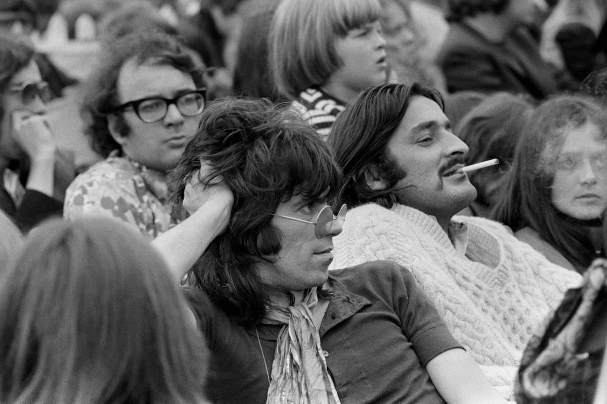 Guitarist of The Rolling Stones Keith Richards in the audience during a concert at the Isle of Wight Pop and Folk Festival