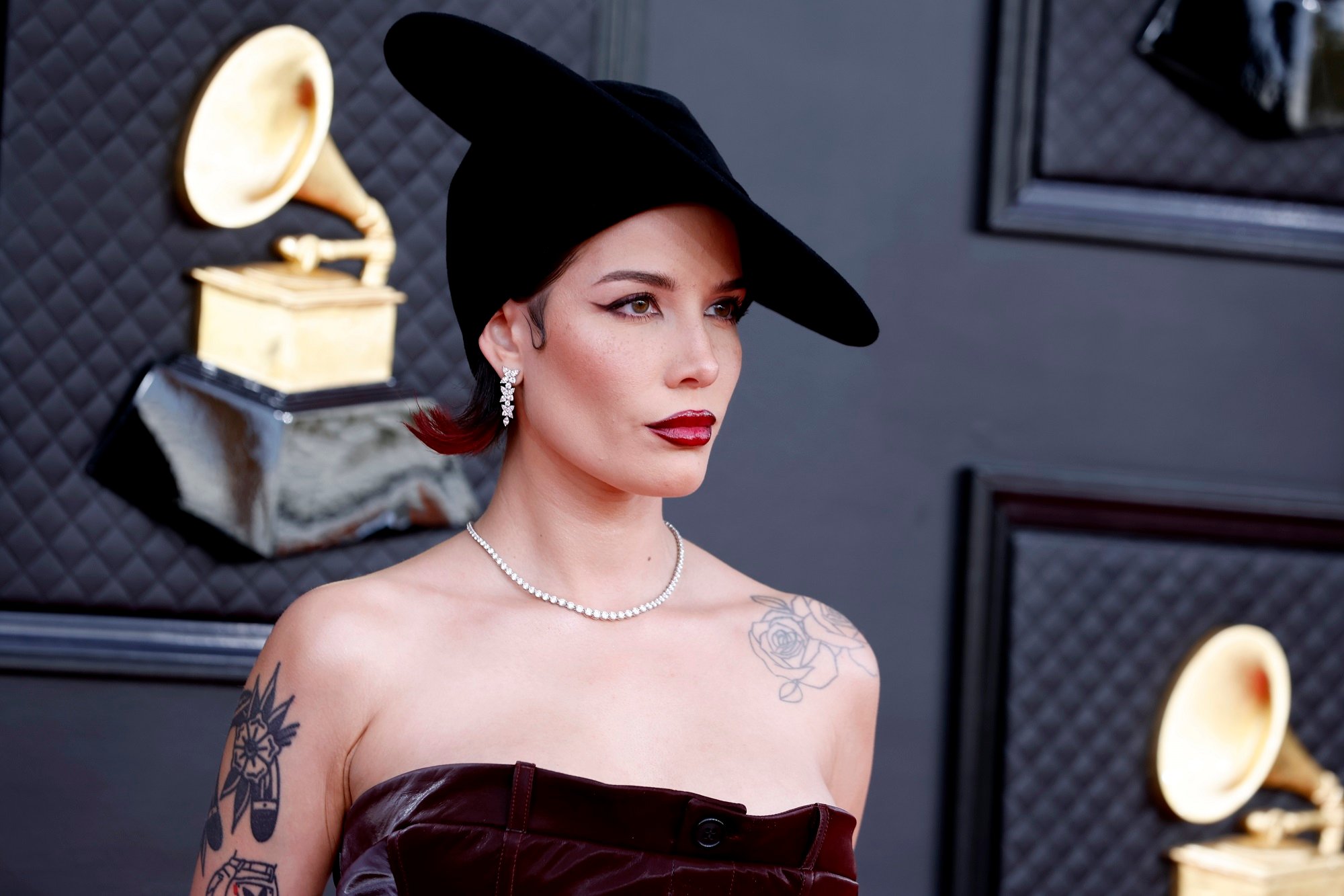 Halsey attends the 2022 Grammy Awards