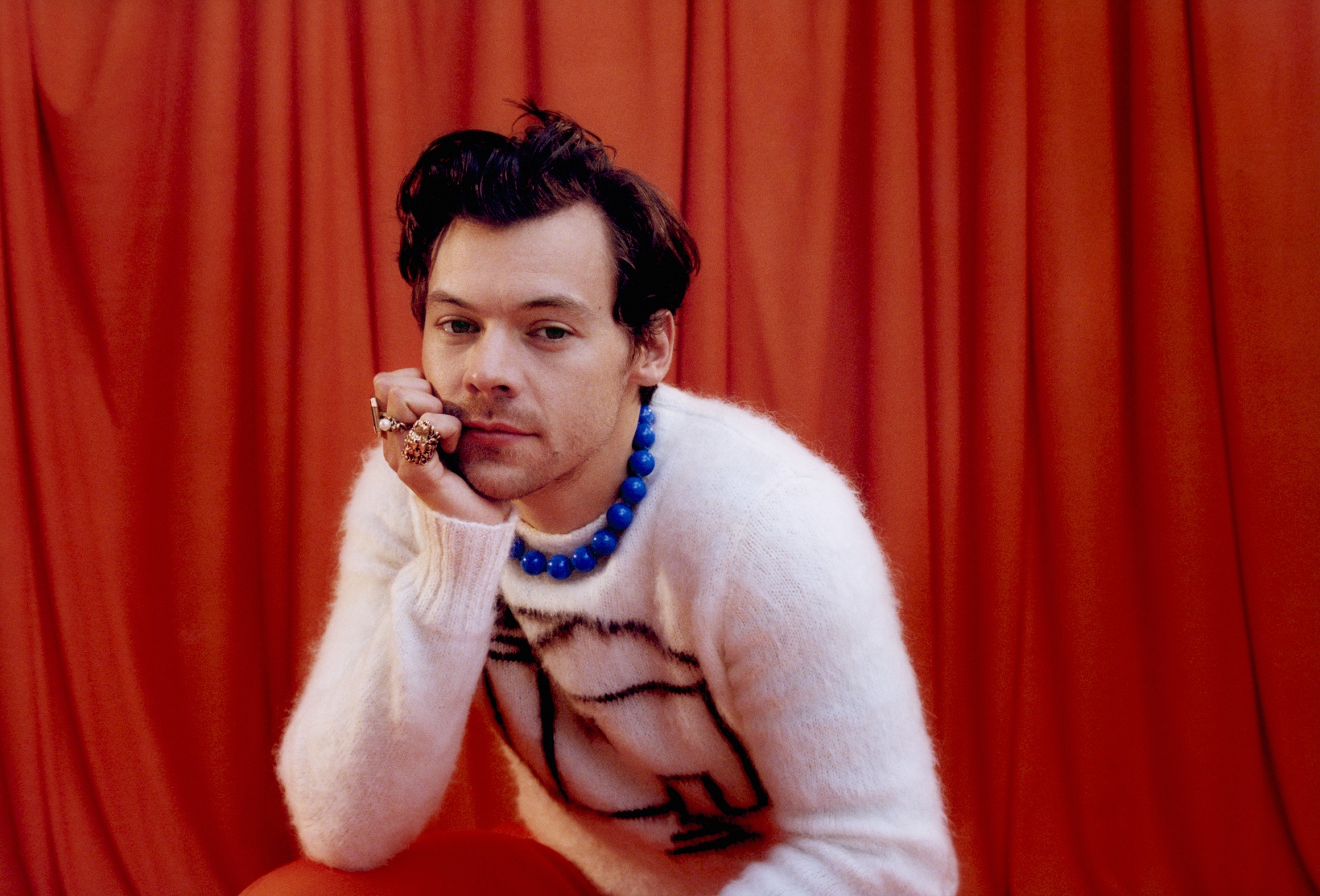 Harry Styles poses for a promotional photo for 'Harry's House'