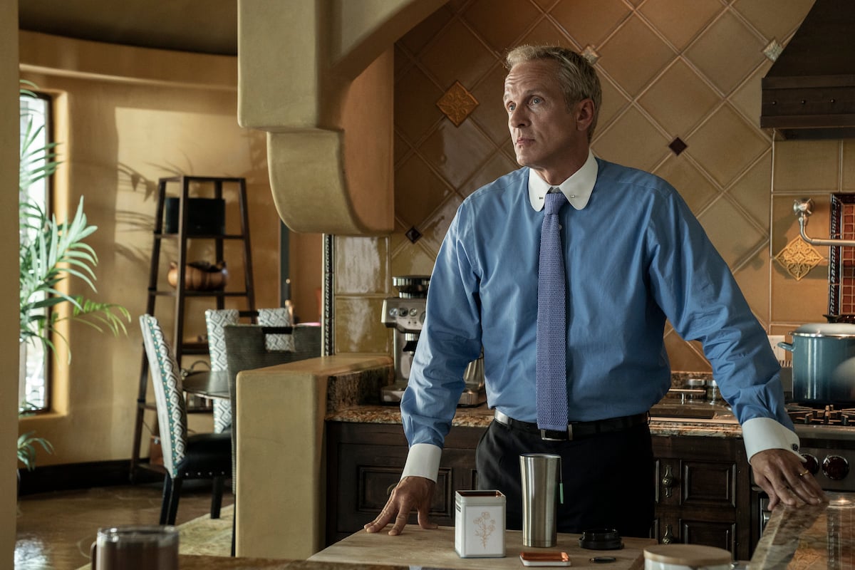 Patrick Fabian as his 'Better Call Saul' character Howard Hamlin, standing in his kitchen with a surprised look on his face.