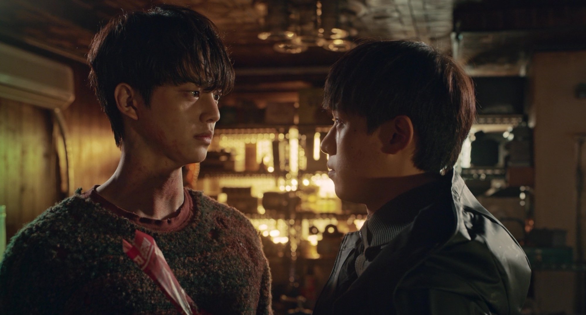 Hyun-soo and Ui-myeon in 'Sweet Home' K-drama talking to each other.