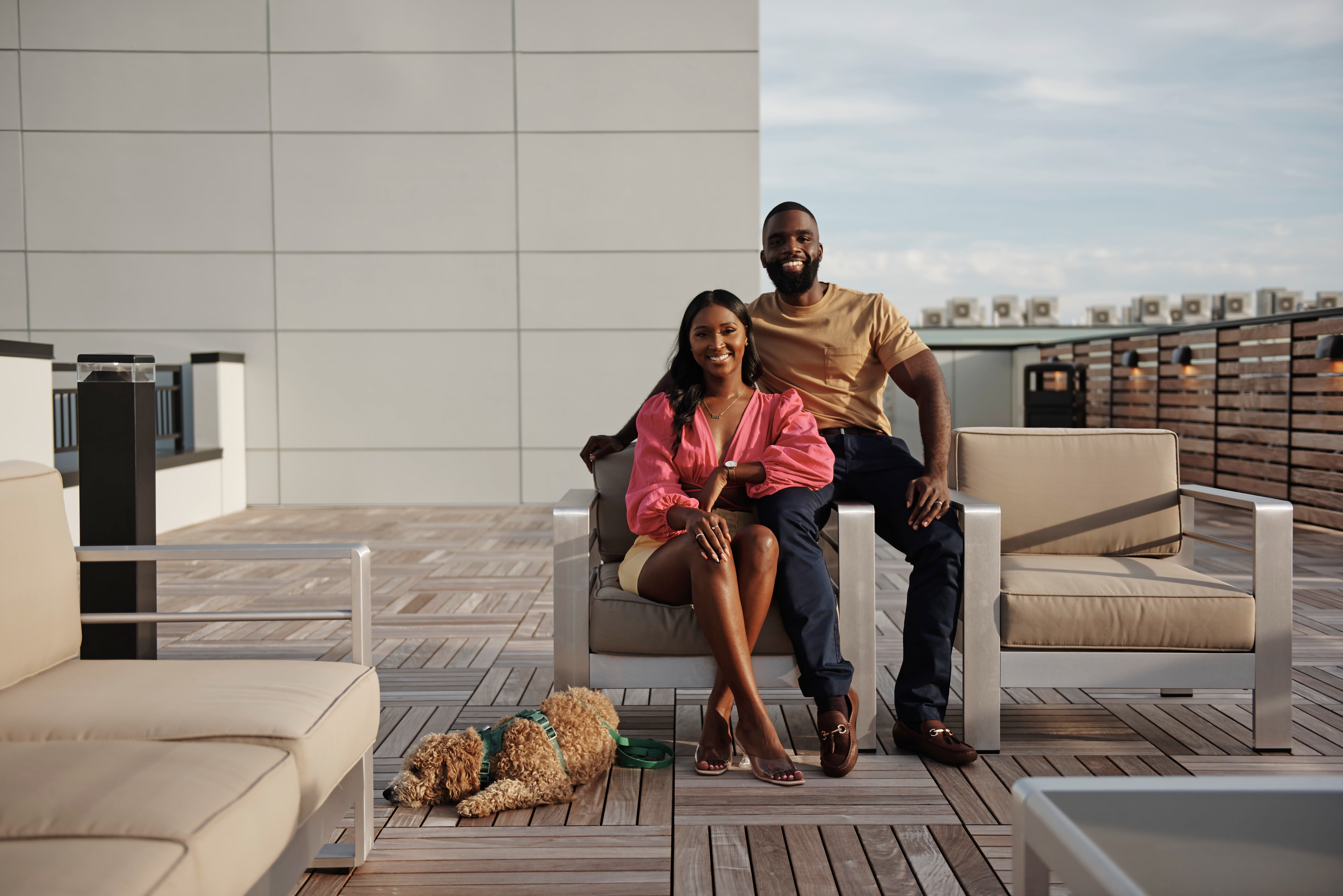 Jasmina and Michael from 'Married at First Sight' Season 14 sitting on a roof deck