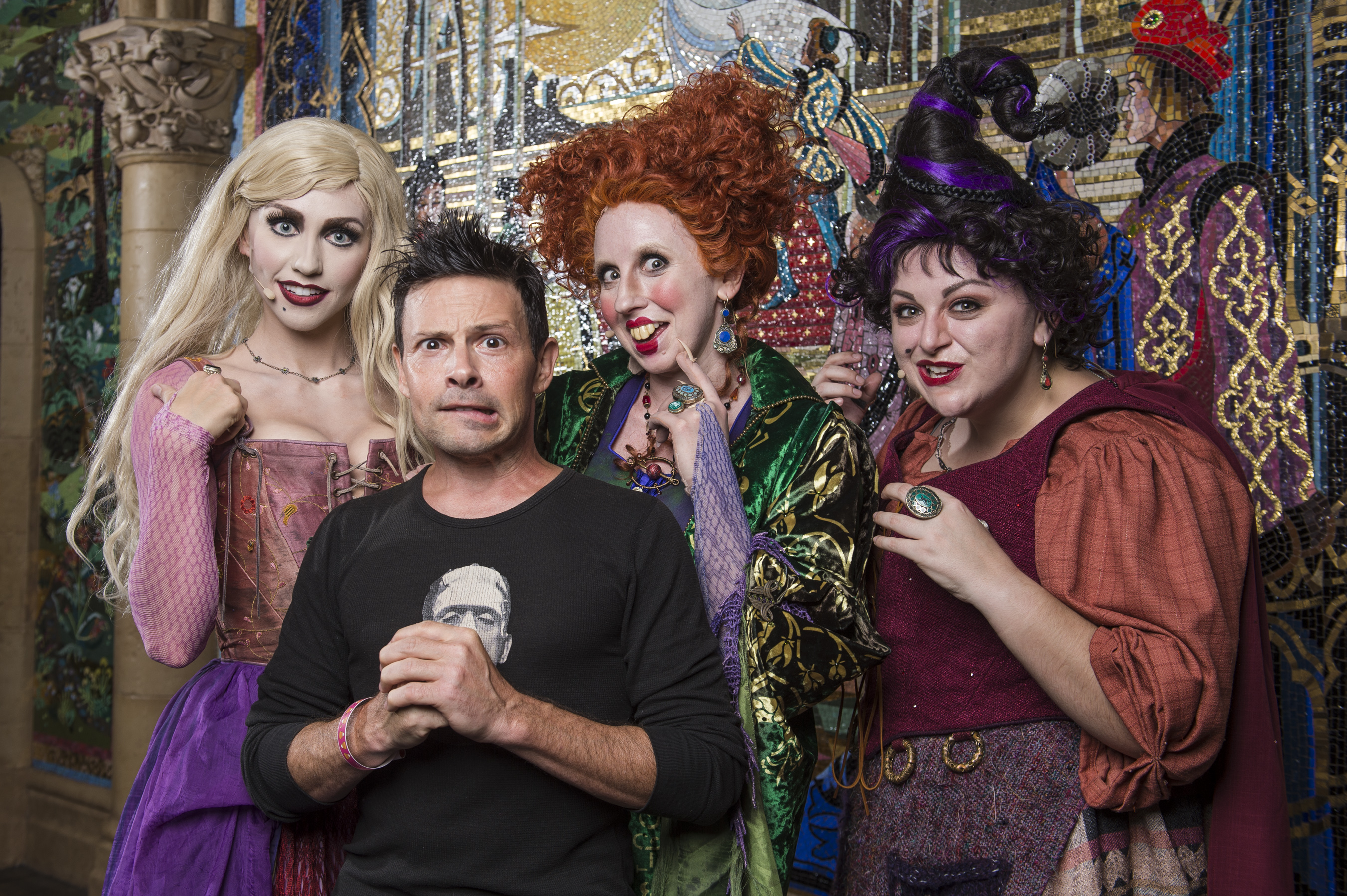 'Hocus Pocus' cast member Jason Marsden takes a photo with the Sanderson sisters at Walt Disney World.  Hocus Pocus 2 now has an official release date.