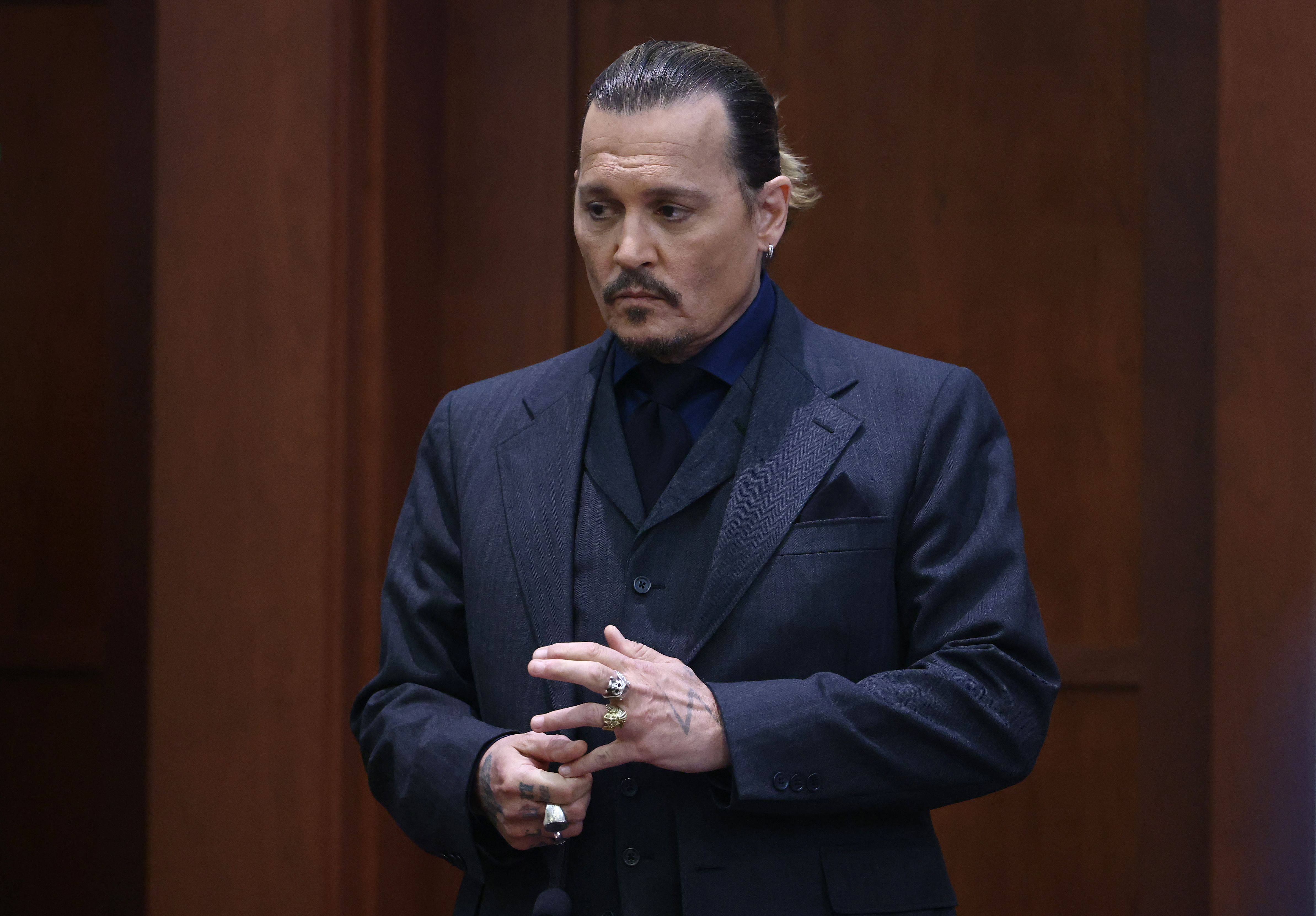 Johnny Depp in the courtroom during the trial with ex-wife Amber Heard.