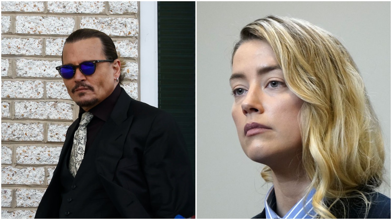 Johnny Depp (left) leaves the Virginia courthouse hearing his defamation trial against ex-wife Amber Heard (right), shown returning to the courtroom.