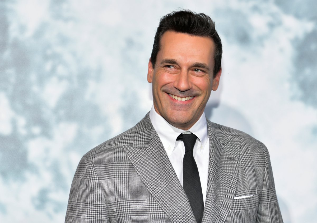 Jon Hamm smiles for the cameras as he attends the premiere of FOX's "Lucy In The Sky" at Darryl Zanuck Theater at FOX Studios on September 25, 2019 in Los Angeles, California