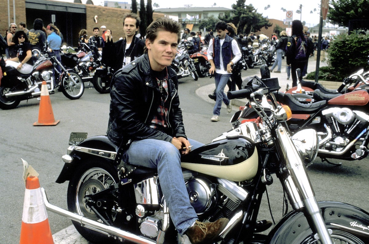 Josh Brolin sits on his motorcycle in 1988