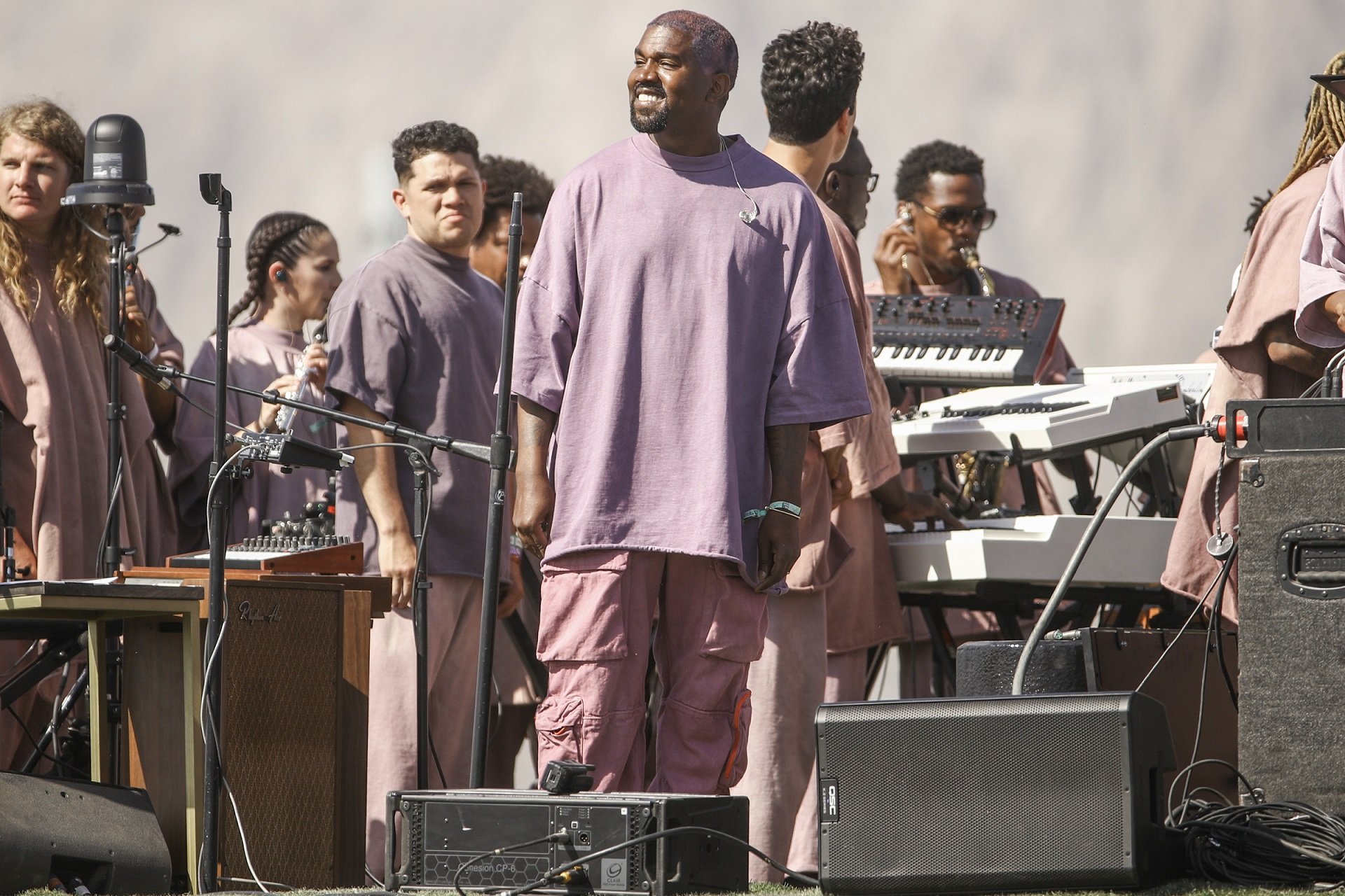 Kanye on stage at Coachella in our Kanye West net worth feature