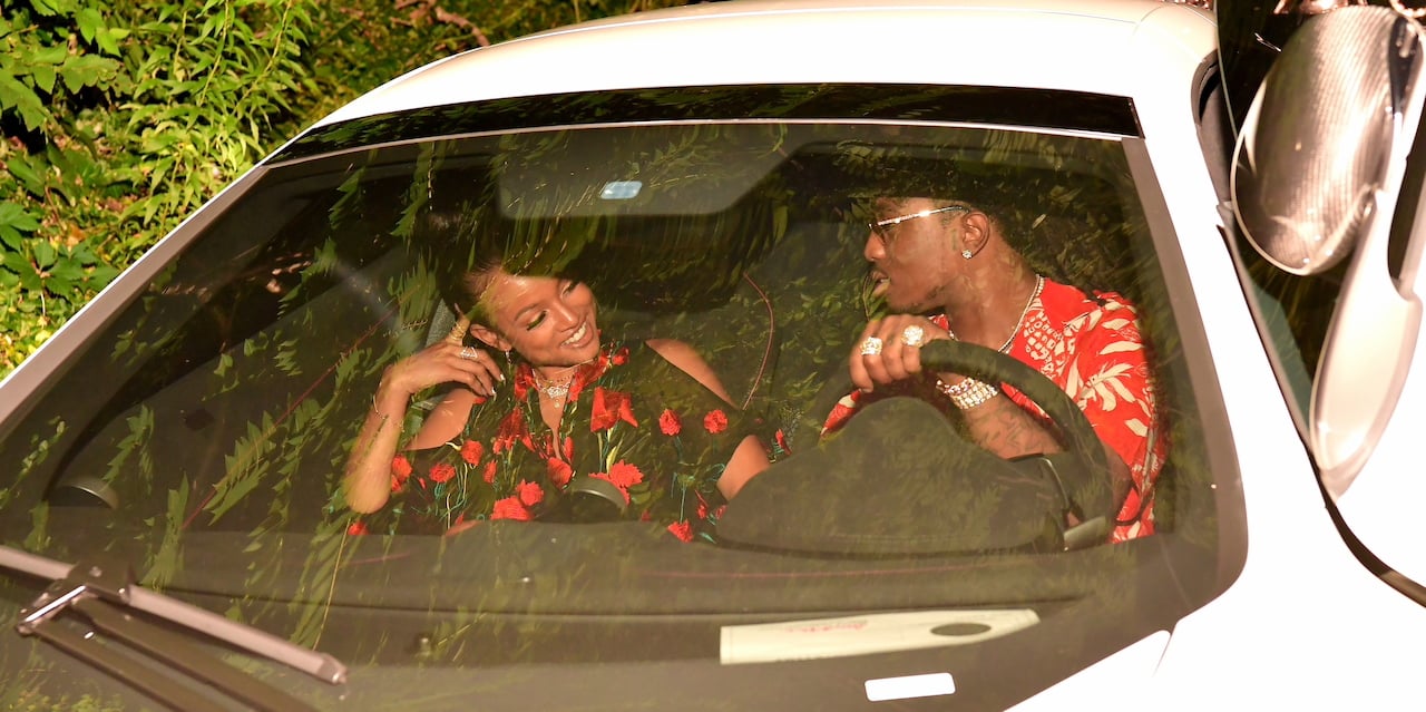 Karrueche Tran and Quavo converse in car; Tran and Quavo were recently spotted vacationing in Jamaica