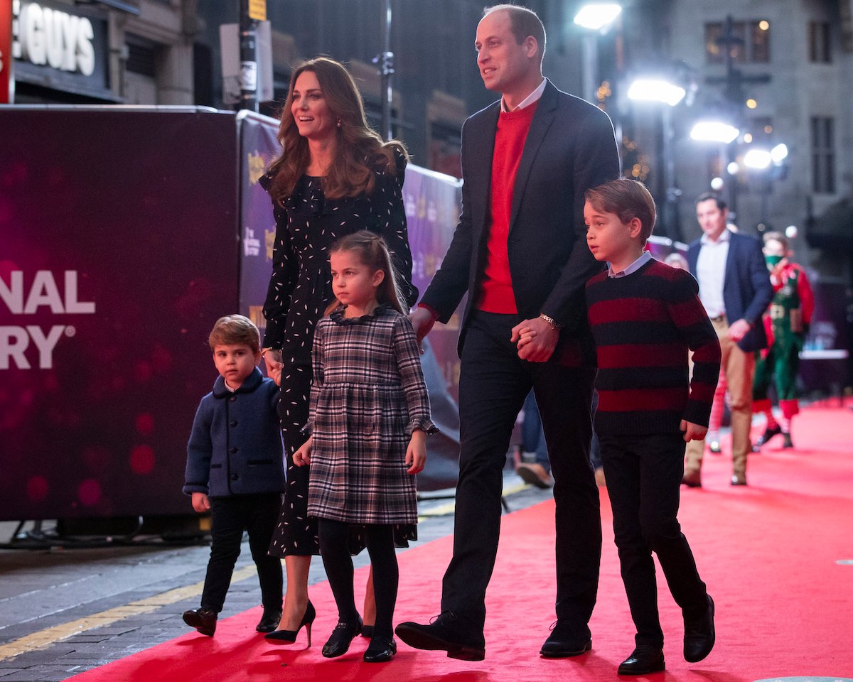 Kate Middleton and Prince William walk the red carpet with their children, Prince George, Princess Charlotte, and Prince Louis after Prince Harry stepped down as a senior royal