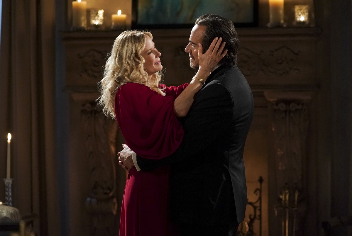 'The Bold and the Beautiful' actor Katherine Kelly Lang wearing a red dress and Thorsten Kaye in a tuxedo.