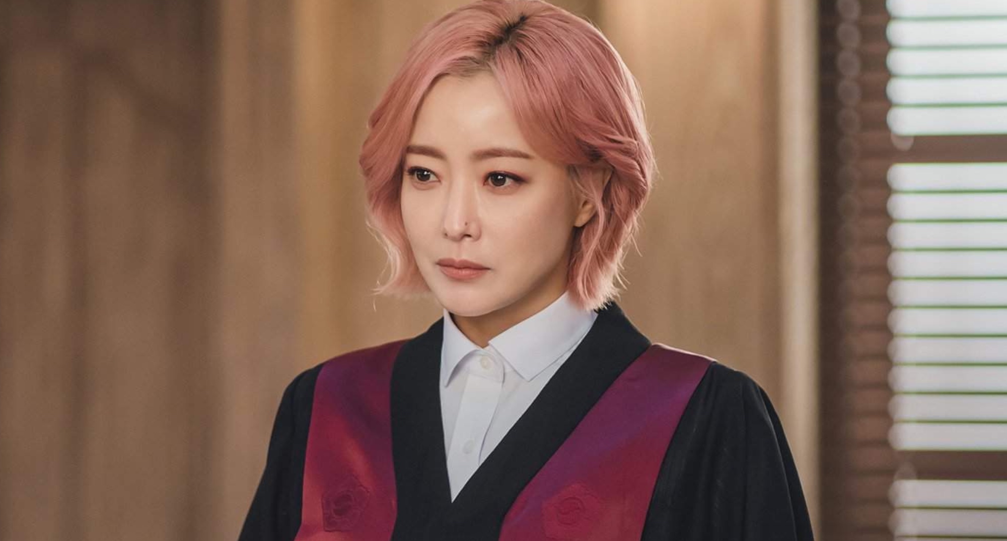 Kim Hee-sun as Goo Ryeon in 'Tomorrow' K-drama wearing judicial robes.