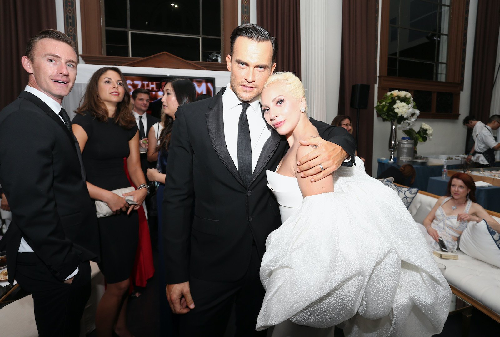 Cheyenne Jackson and Lady Gaga at an Emmy's after party in 2015