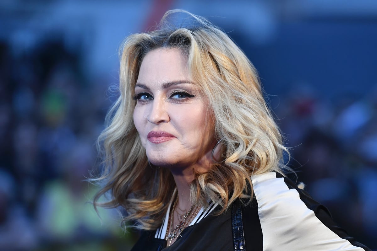 Madonna, who just release an NFT, poses at a film screening in London, England.
