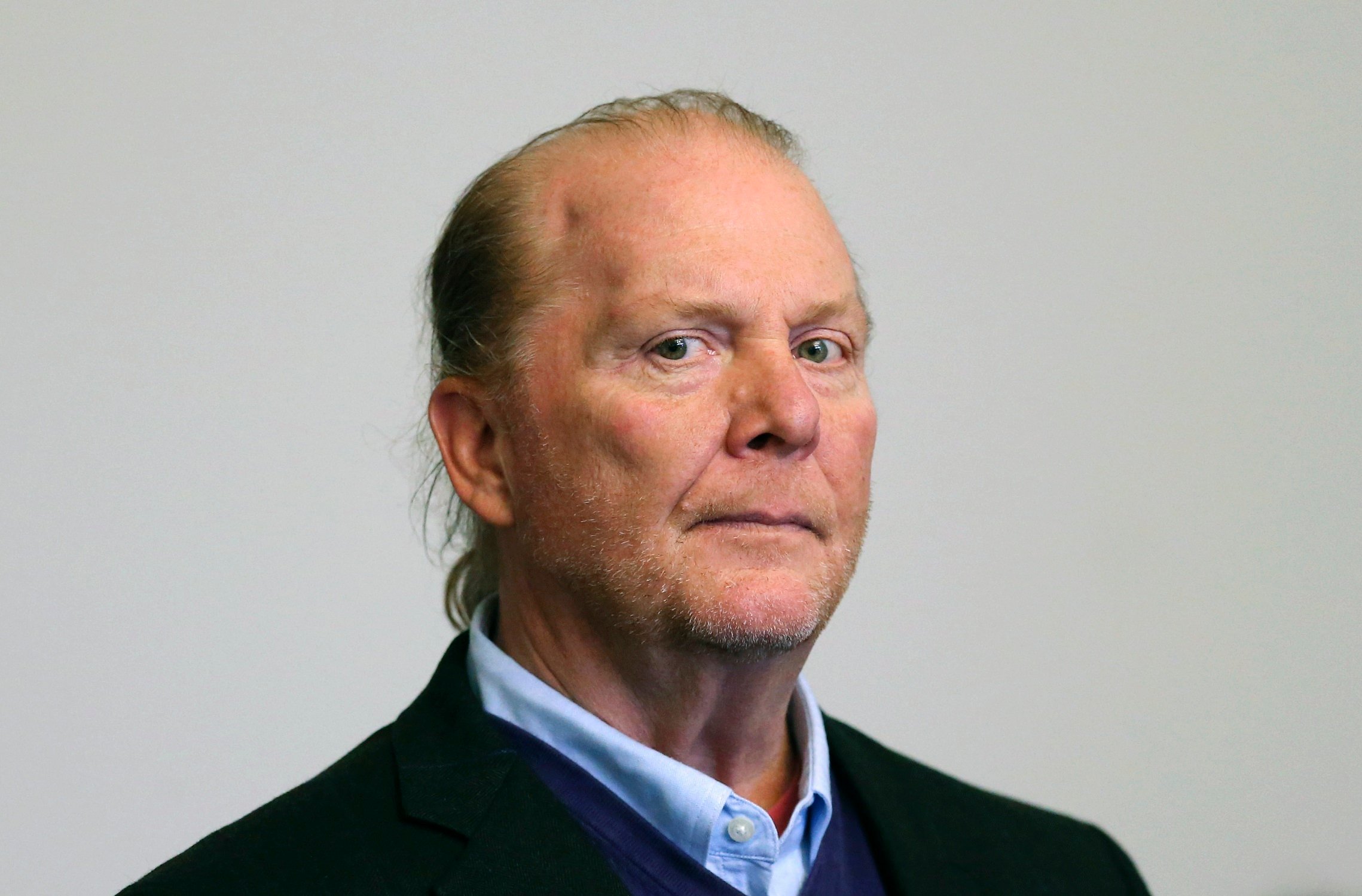 Mario Batali at his arrangement on indecent assualt and battery in 2019
