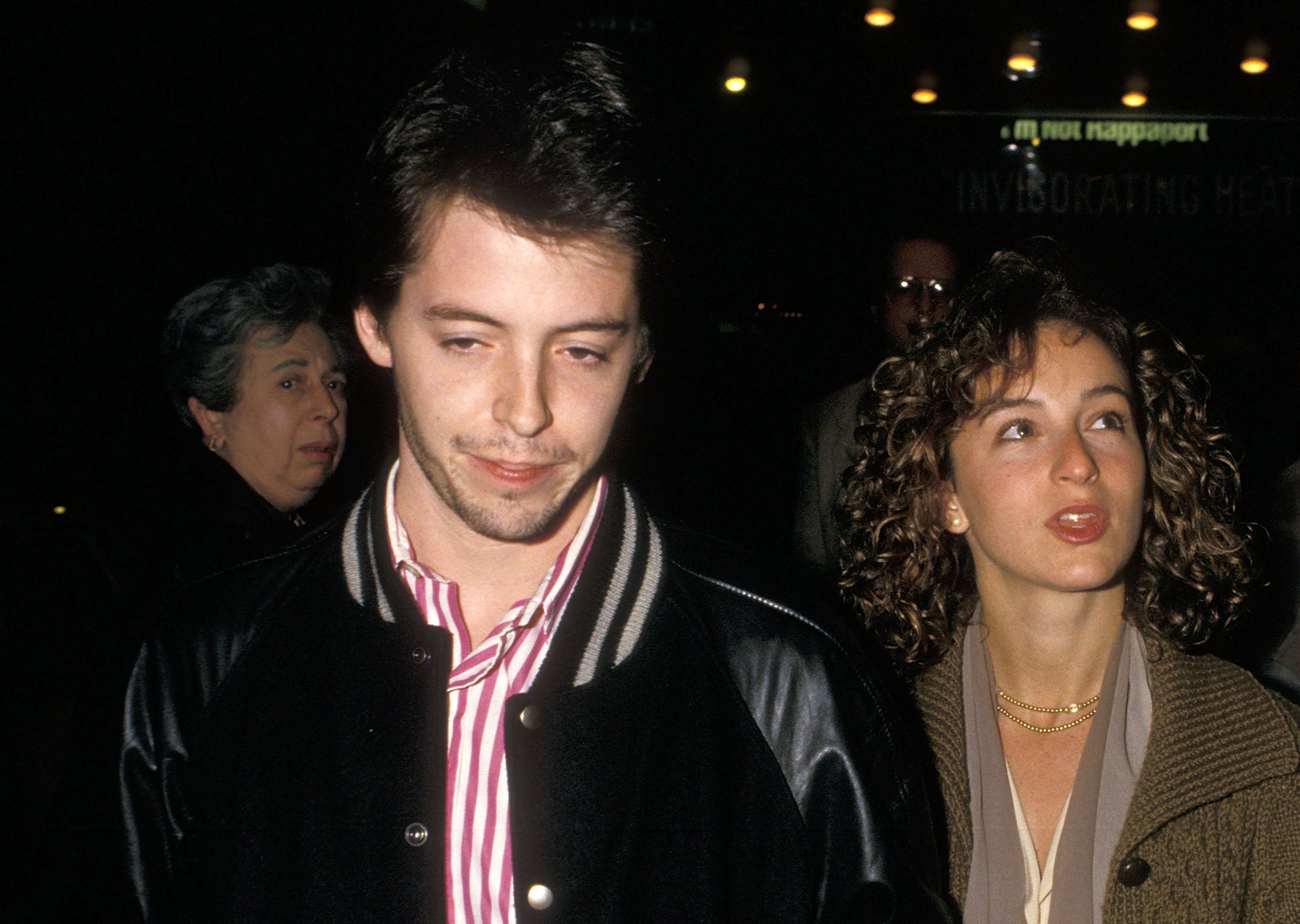 Matthew Broderick and Jennifer Grey at a media event.