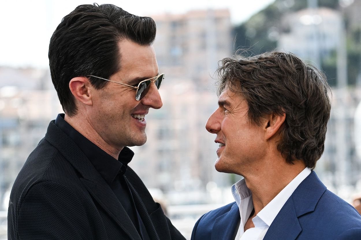 Director Joseph Kosinski (left) and Tom Cruise at the 2022 Cannes Film Festival. Kosinski had to convince a reluctant Cruise to make 'Top Gun: Maverick