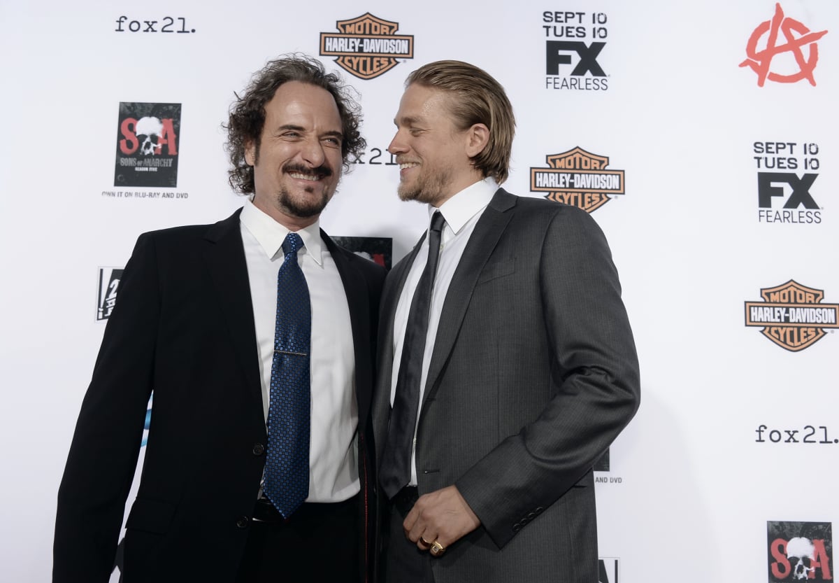 Mayans MC guest star Kim Coates with his Sons of Anarchy co-star Charlie Hunnam at the season 6 premiere at Dolby Theatre on September 7, 2013