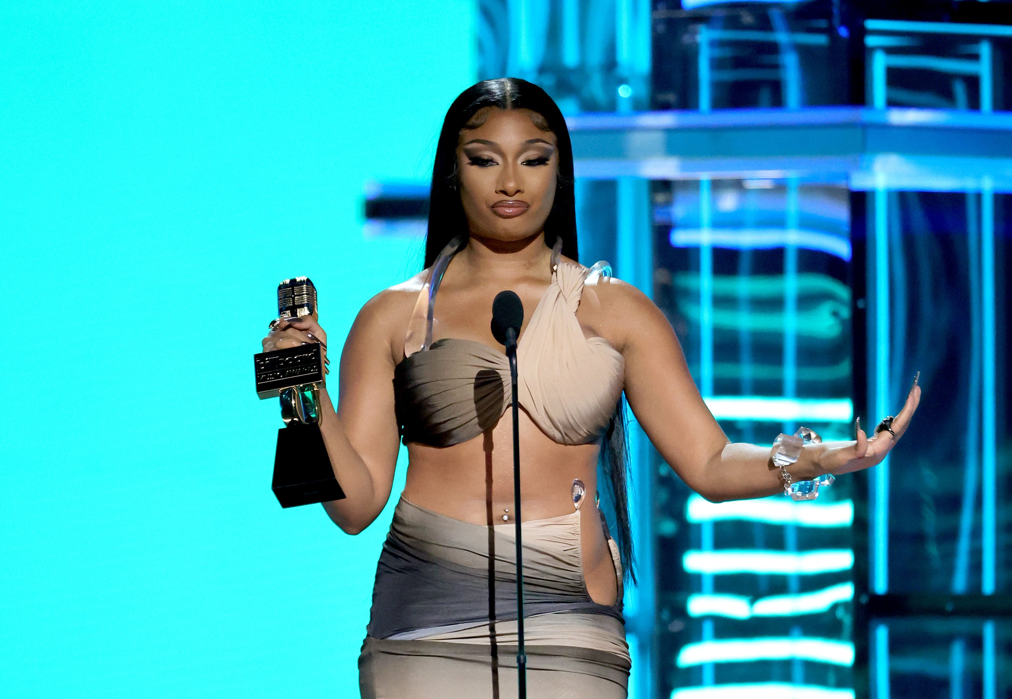 Megan Thee Stallion on stage at the 2022 Billboard Music Awards
