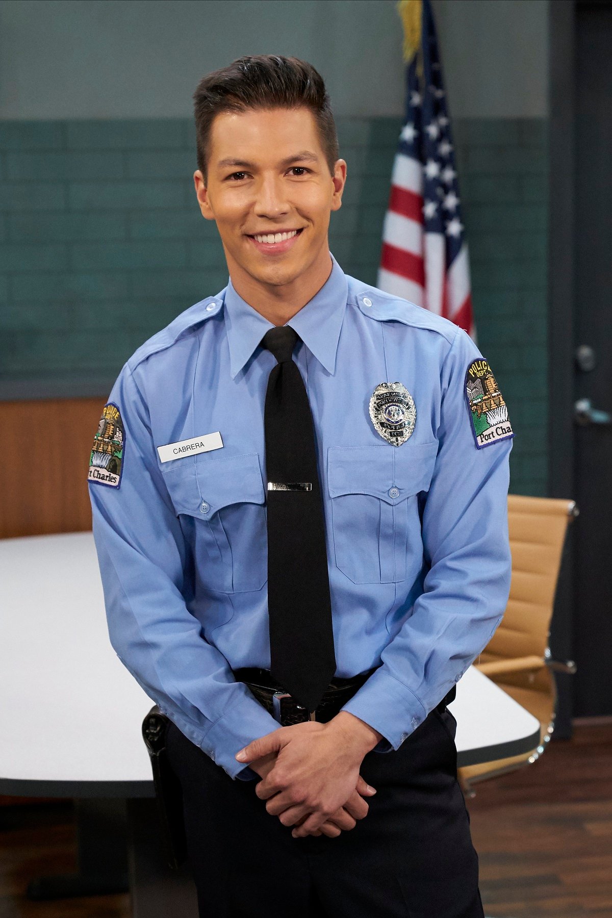 'General Hospital' actor Michael Blake Kruse wearing a police officer's uniform while onset of the soap opera.