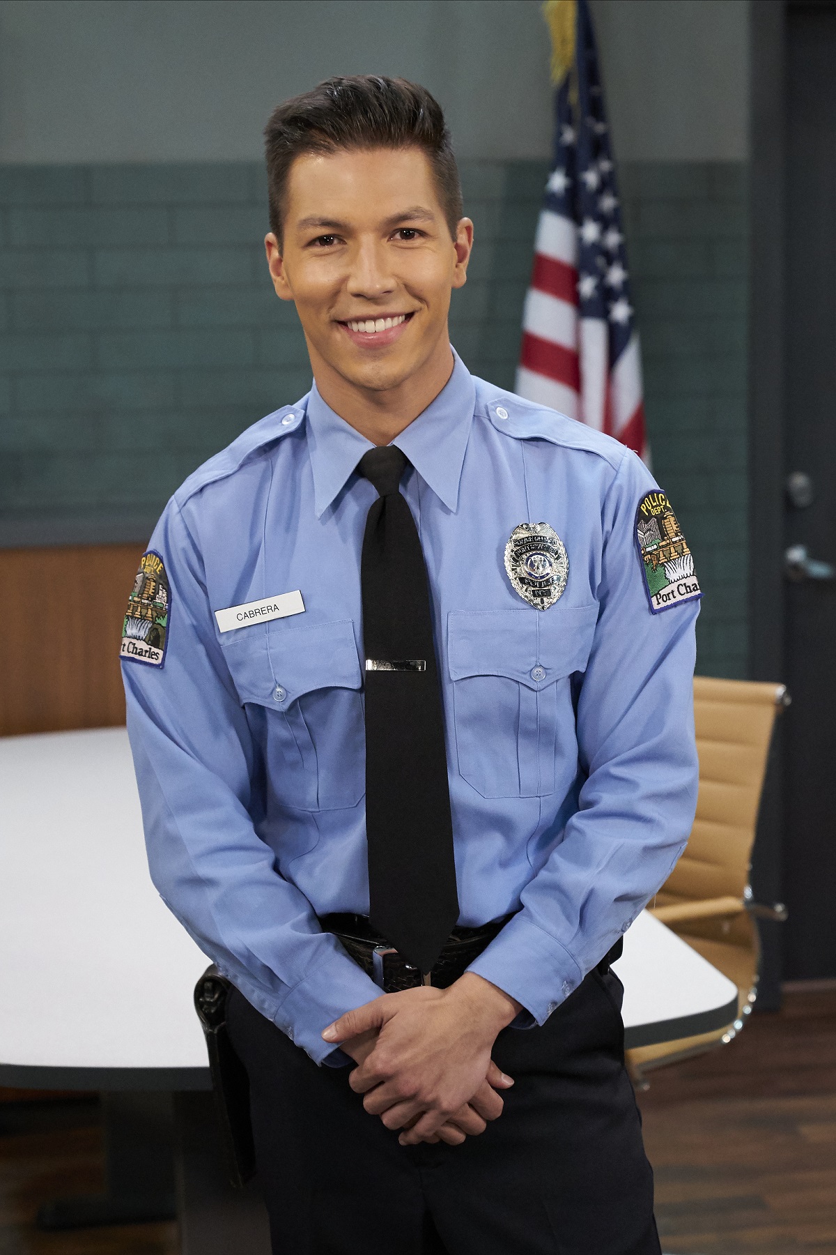 'General Hospital' actor Michael Blake Kruse wearing a police officer's uniform while onset of the soap opera.