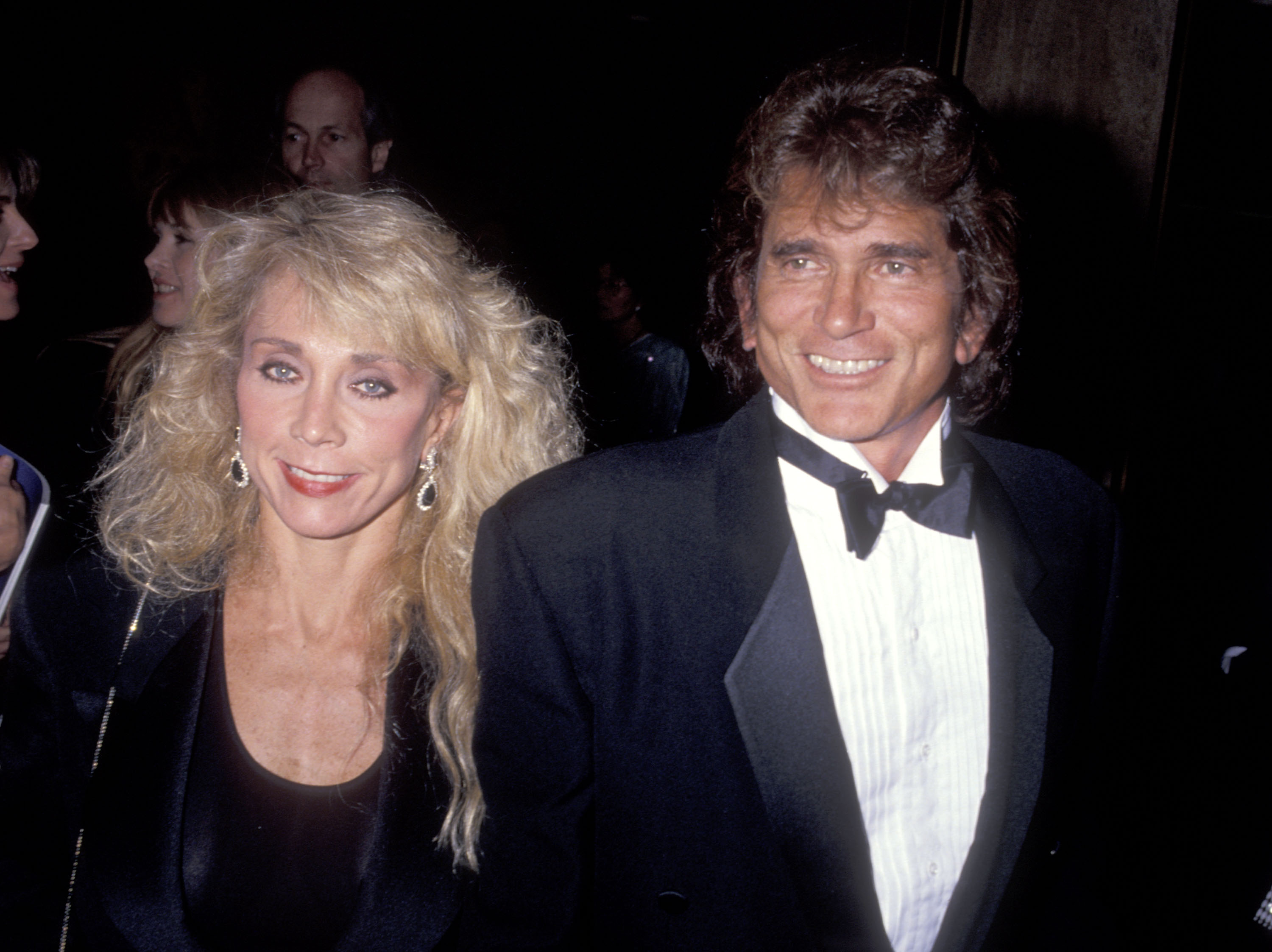 Michael and Cindy Landon pose for pictures during a media event. 