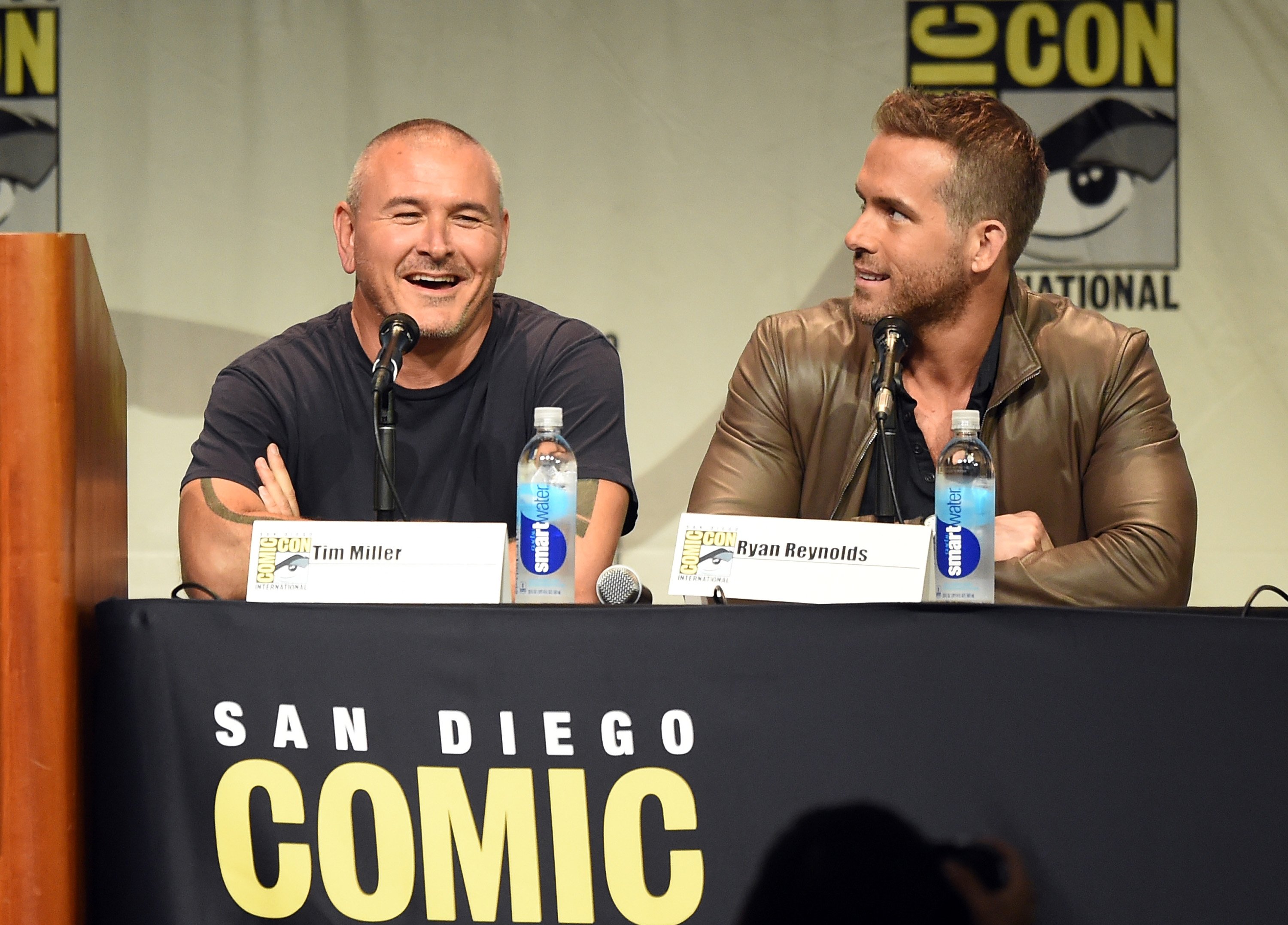 Tim Miller and Ryan Reynolds during the 20th Century FOX panel ar Comic-Con International 2015