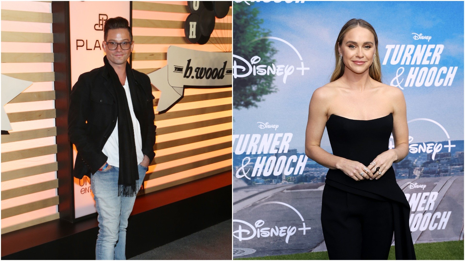 Josh Flagg smiles for cameras before a concert. Becca Tobin smiles for cameras at a movie premiere. 