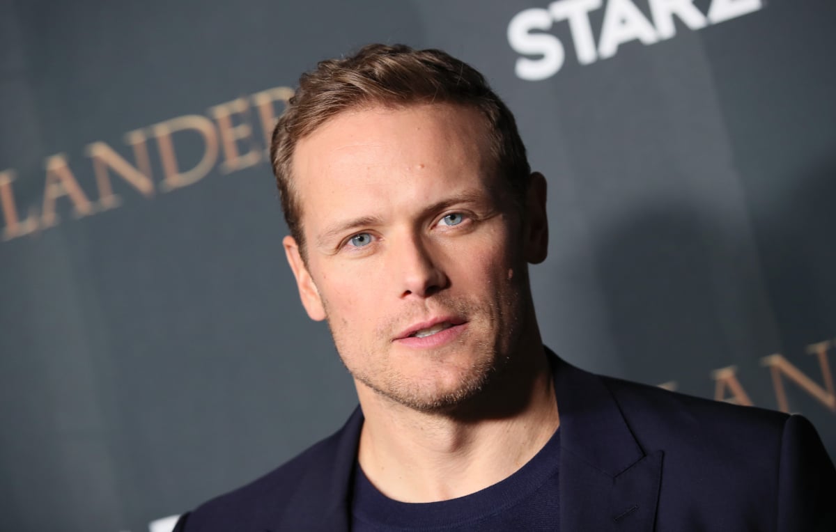 Outlander Sam Heughan – shown in a close-up photo - attends the season 6 Premiere of the Starz hit at The Wolf Theater at the Television Academy on March 09, 2022 in North Hollywood, California